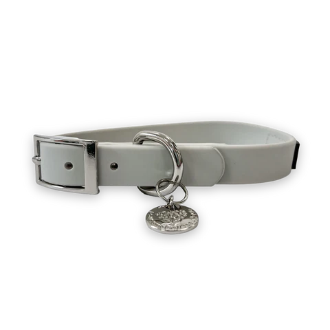 Waterproof Collar - Grey - Silver Hardware